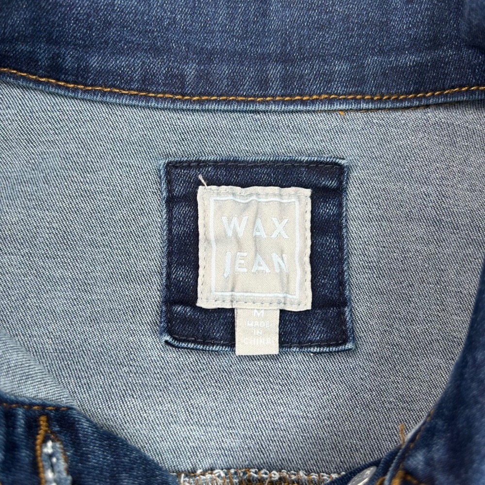 Wax Jean Womens Dark Wash Stretch Denim Trucker Jacket Size M - Picture 5 of 8